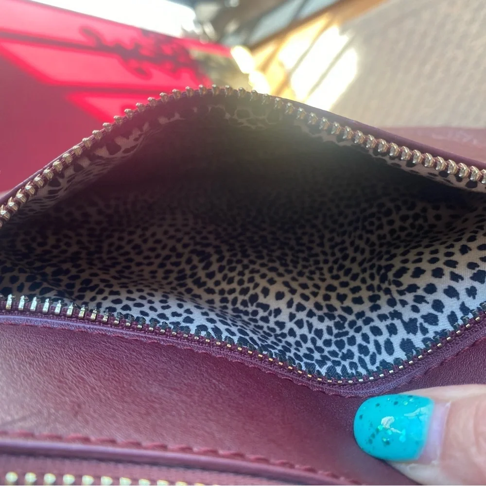 Extra Large Maroon/Burgundy Sole Society Vegan Wristlet/Clutch with Gold Accents